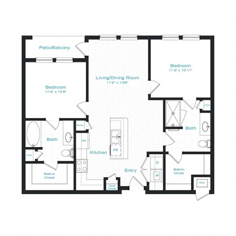 a floor plan of a bedroom apartment